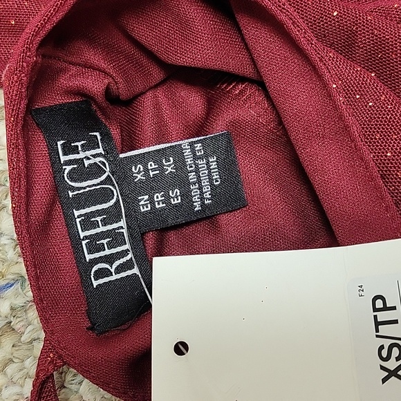 Refuge Burgundy Long Sleeve Ruched Glitter Dress XS New Valentine Date Party - Picture 4 of 5